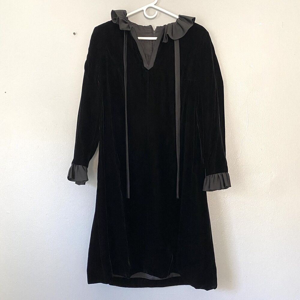 Abe Schrader Vintage BlackVelvet Dress Size Medium Cocktail Party Holiday 70s